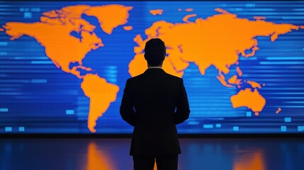 Economic trends discussion by news anchor global perspective video broadcast studio setting informative concept