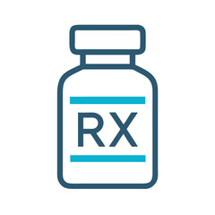 Prescription medication bottle icon vector on black background