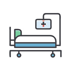 Hospital Bed and Medical Equipment Icon Illustration Vector