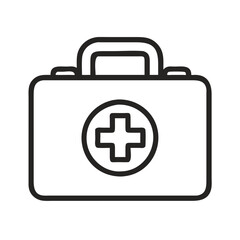 First aid kit outline icon on black background