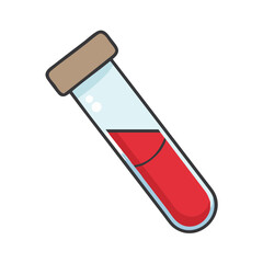 Red liquid in test tube against black background