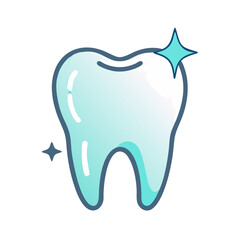 Shiny white tooth icon on black background vector