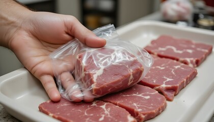 Culinary Technique for Vacuum Sealing Fresh Meat Cuts at Home