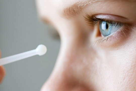 Testing scene featuring a nasal swab at a chaotic clinic environment during a public health crisis - Powered by Adobe