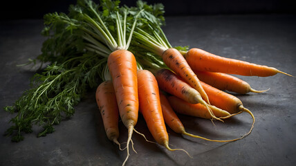 Fresh carrots vibrant orange hues dark background healthy. Generated With AI