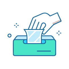 Hand Pulling Tissue: Hygiene and Cleanliness Illustration