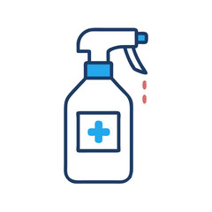Sanitizer spray bottle illustration on black background icon