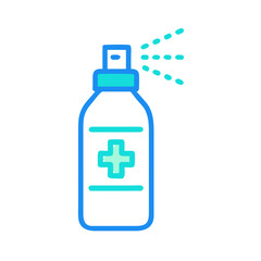 Spray bottle with medical cross for hygiene concepts