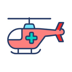 Colorful Cartoon Medical Helicopter Illustration on a Black Background