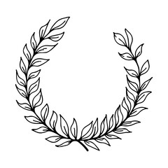 Obraz premium Hand painted wreath made from natural leafy branches. Perfect for wedding stationery, nature themed branding, invitations and seasonal projects.