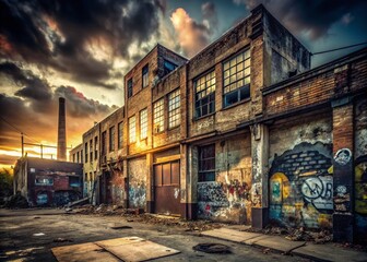 Fototapeta premium Urban Decay: Graffiti, Abandoned Building, Street Art, Gang Territory, Inner City Exploration