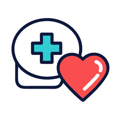 Healthcare Icon: Plus Sign and Heart for Wellness