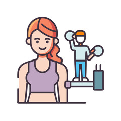 Women and men workout vector illustration fitness exercise