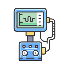 Naklejka premium Medical monitoring device with a screen vector illustration