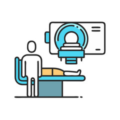 Fototapeta premium Illustration of a person getting a CT scan