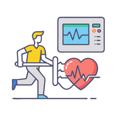 Cardiac Stress Test Illustrative Vector Art on Black Background