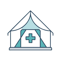 Medical tent illustration on black background for healthcare use