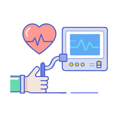 Heart Rate Monitor Graphic with Hand and Thumbs Up
