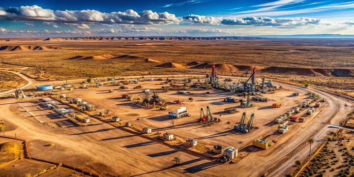 Vaca Muerta Oil Field, Argentina: Aerial View of Fracking Operation, Christmas Day 2015