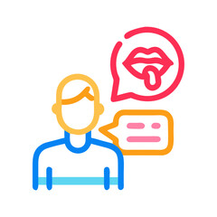 Thirst communication. Man thinking about food, lips, speech