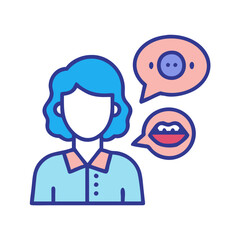 Woman Avatar Thinking About Food and Talking Vector