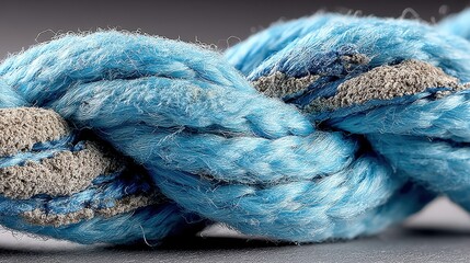 Macro view of light blue microfiber thread showcasing fine texture and synthetic weave