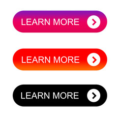 Buttons for web, learn now buttons interactive elements for siteweb and app