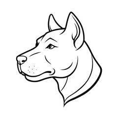 American pit bull terrier dog head profile minimalist line art illustration vector graphics design for print
