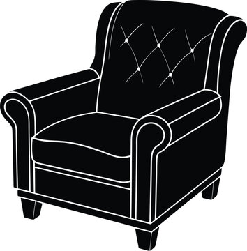recommend clip art: Recliner Furniture Silhouette Black Vector | Comfortable Chair Vector