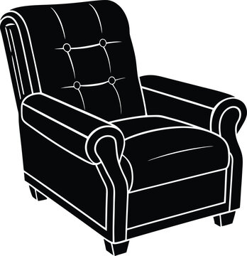 recommend clip art: Recliner Furniture Silhouette Black Vector | Comfortable Chair Vector