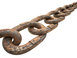Fototapeta premium old steel chain isolated on white background, PNG