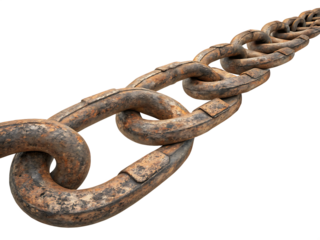 old steel chain isolated on white background, PNG