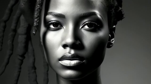 portrait of a young black woman with rasta and dreadlocks hairstyle woman