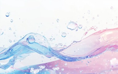 Water Surface with Bubbles in Motion Blue and Pink Tones