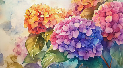 Elegant wedding invitation card background . Minimal hand painted watercolor Hydrangea flowers texture template background. Design for wedding, vip cover, poster, rsvp moderncard.Valentine's Day