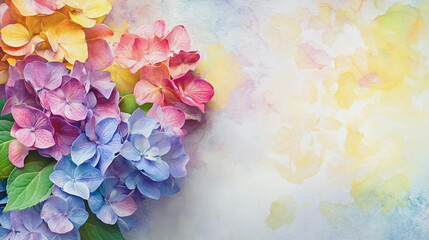 Elegant wedding invitation card background . Minimal hand painted watercolor Hydrangea flowers texture template background. Design for wedding, vip cover, poster, rsvp moderncard.Valentine's Day