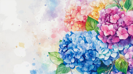 Elegant wedding invitation card background . Minimal hand painted watercolor Hydrangea flowers texture template background. Design for wedding, vip cover, poster, rsvp moderncard.Valentine's Day