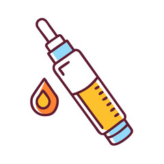 Dropper Bottle with Golden Liquid and Single Drop