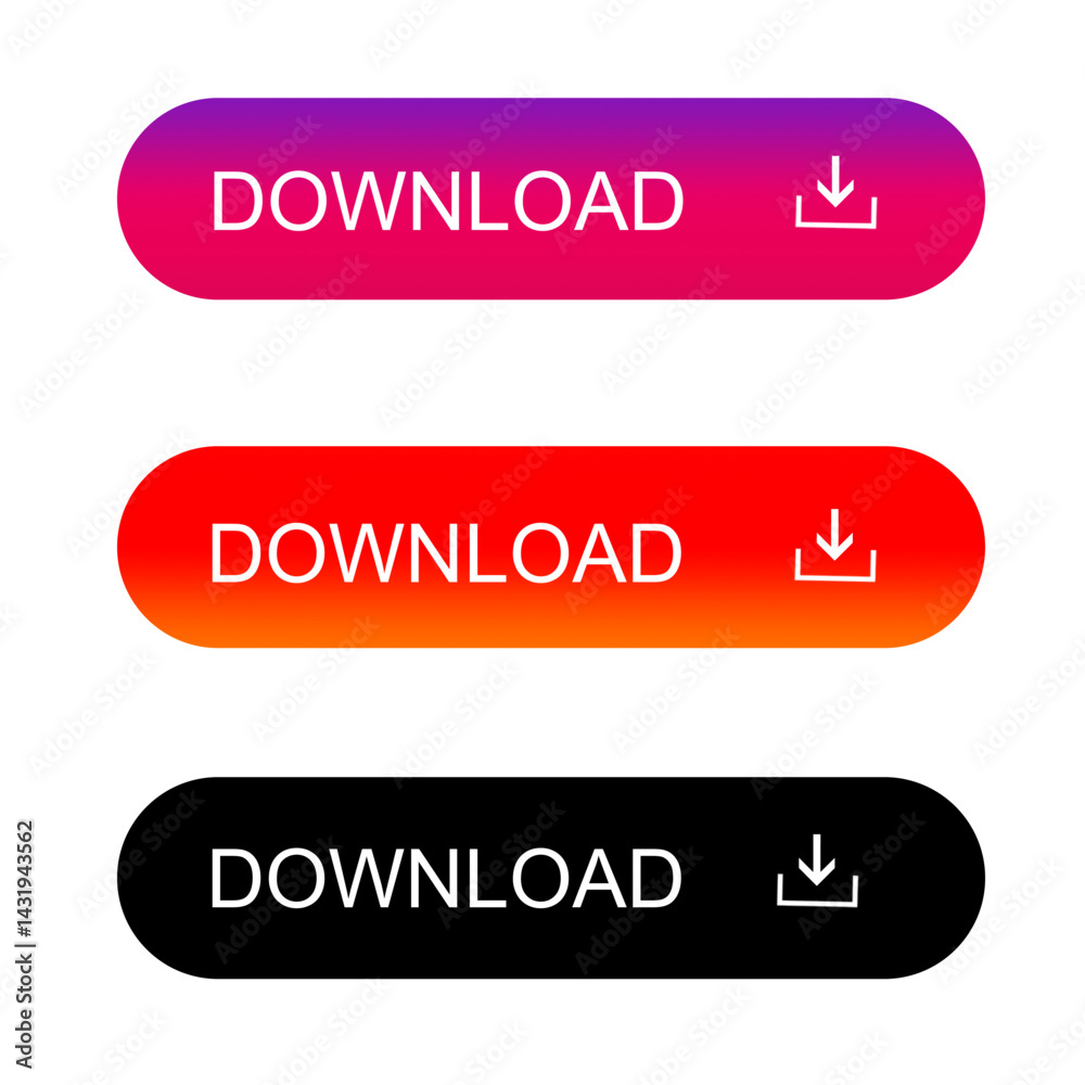 Wall mural buttons for web, download buttons interactive elements for siteweb and app