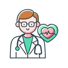 Friendly Doctor with Heartbeat Icon for Healthcare Illustrations
