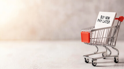 Shopping cart displaying installment payment option, symbolizing modern retail convenience and flexible consumer spending strategy