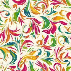 Vibrant Floral Design Abstract Swirls Colorful Pattern Background