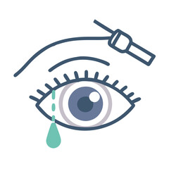 Crying eye illustration with eyebrow microblading process on black