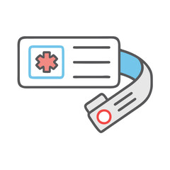 Medical ID bracelet vector icon on black background