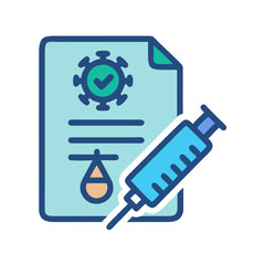 Vaccination Certificate and Syringe for COVID-19 Protection
