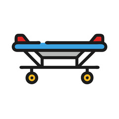 Medical Stretcher Icon in Bold Colors on Black