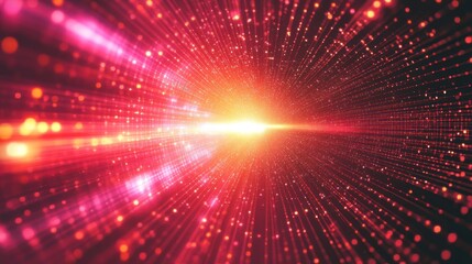 Fototapeta premium Abstract background with bright light streaks and bokeh effect in red and orange.