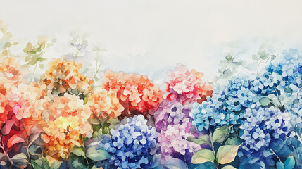 Elegant wedding invitation card background . Minimal hand painted watercolor Hydrangea flowers texture template background. Design for wedding, vip cover, poster, rsvp moderncard.Valentine's Day