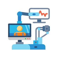 Advanced medical robotic system on black background image