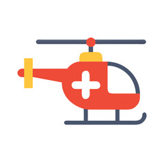 Simple Vector Icon Illustration of a Red Medical Helicopter